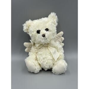 Bearington Collection Peace Bear Angel Bear W/ Wings 10” Sitting White Teddy
